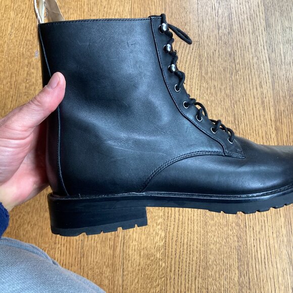 Womens Ralph Lauren Ensley Leather Combat Boots Excellent 11 Black Dr. Martens - Picture 13 of 15